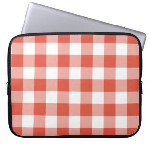 Orange and White Gingham Pattern Laptop Sleeve