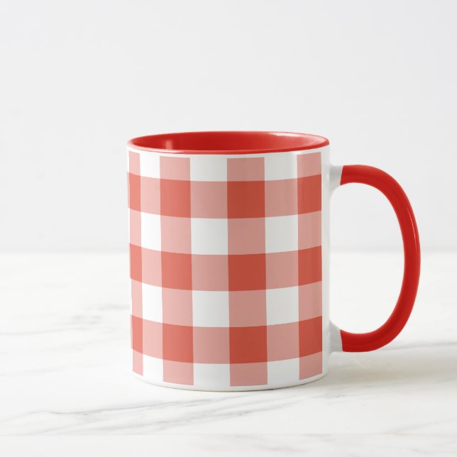 Orange and White Gingham Pattern Mug (Right)