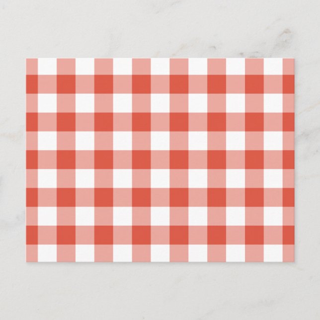 Orange and White Gingham Pattern Postcard (Front)