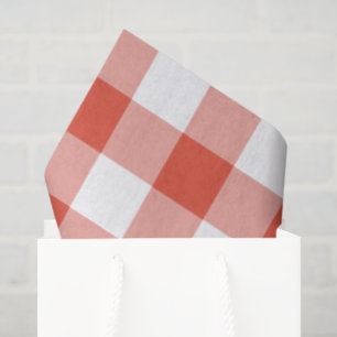 Orange and White Gingham Pattern Tissue Paper