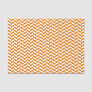 Orange and White Herringbone Tissue Paper