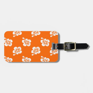 Orange and White Hibiscus Floral Luggage Tag