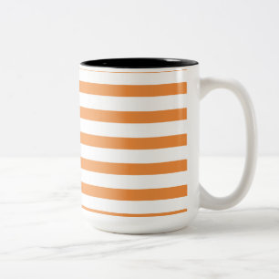 Orange and White Horizontal Stripe Two-Tone Coffee Mug