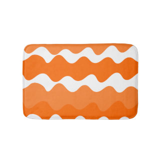 Orange and white horizontal waves pattern design bath mat