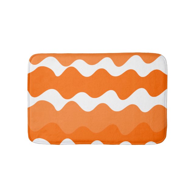 Orange and white horizontal waves pattern design  bath mat (Front)