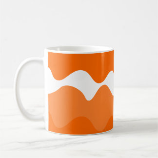 Orange and white horizontal waves pattern design coffee mug
