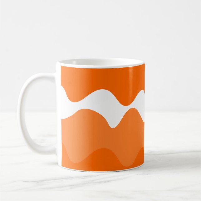 Orange and white horizontal waves pattern design  coffee mug (Left)