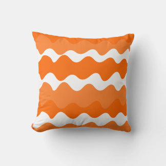 Orange and white horizontal waves pattern design cushion