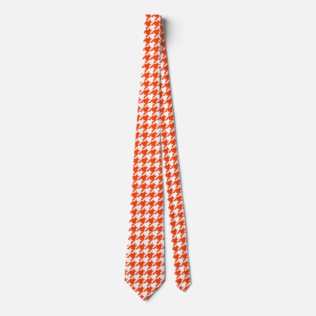 Orange and White Houndstooth Check Tie (Front)