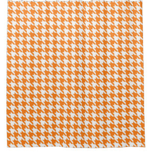 Orange and White Houndstooth Pattern Shower Curtain