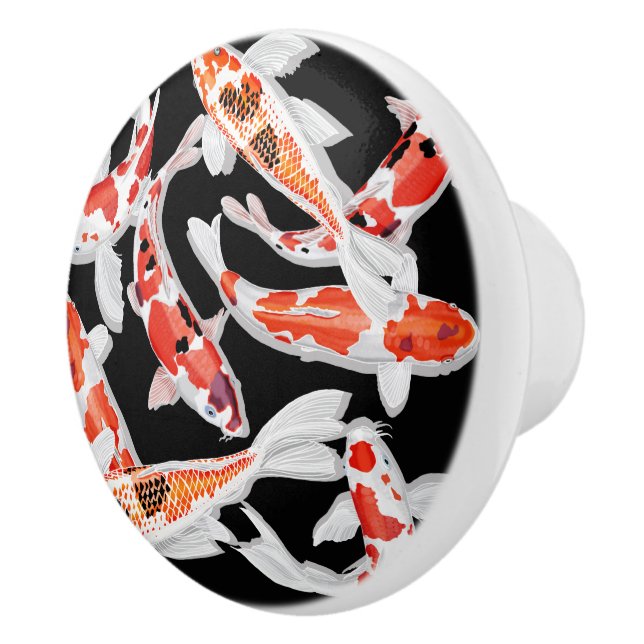 Orange and white Koi fish Ceramic Knob (Right)