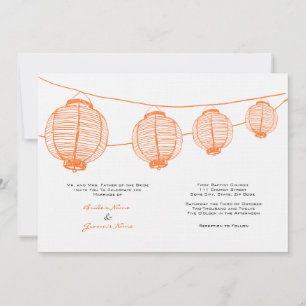 Orange and White Lanterns Wedding Invitation