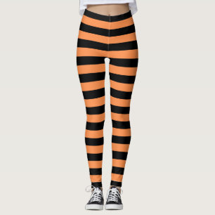 Orange and White lines Pattern, Tiger Leggings