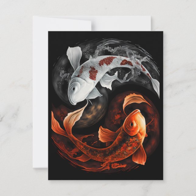 Orange And White Lucky Koi Fish Japan Art (Front)