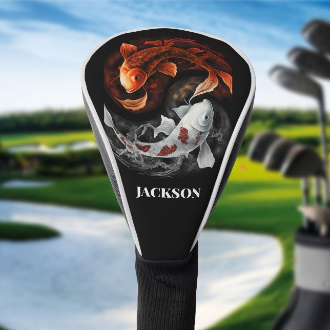 Orange And White Lucky Koi Fish Japan Art Custom Golf Head Cover (Creator Uploaded)
