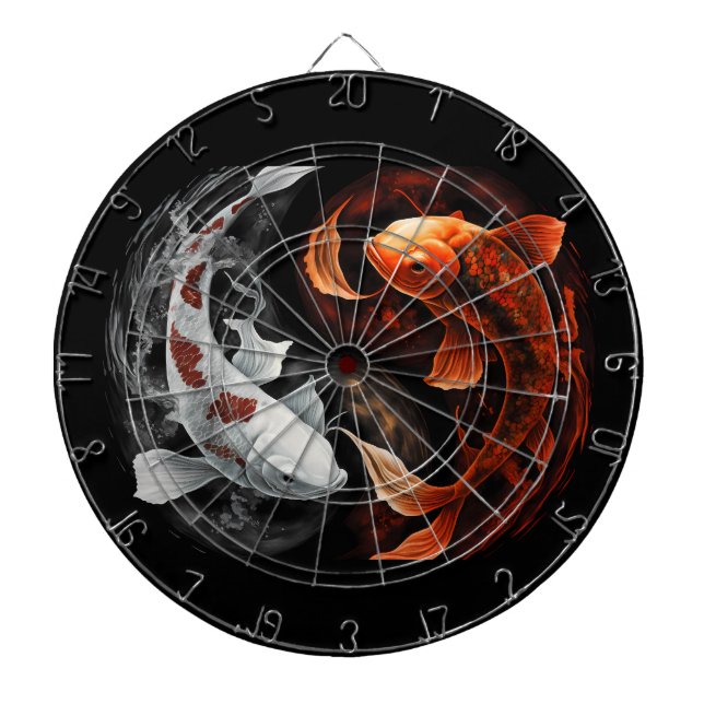 Orange And White Lucky Koi Fish Japan Art Dartboard (Front)