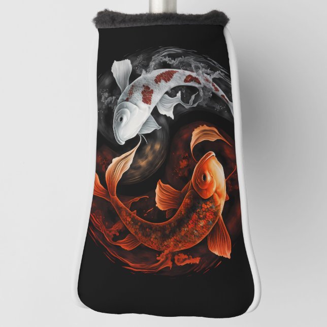 Orange And White Lucky Koi Fish Japan Art Golf Head Cover (Rotate 90)