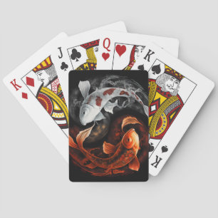 Orange And White Lucky Koi Fish Japan Art Playing Cards