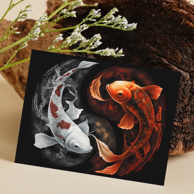 Orange And White Lucky Koi Fish Japan Art Postcard (Creator Uploaded)