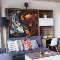 Orange And White Lucky Koi Fish Japan Art