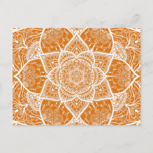 Orange and White Mandala - Loergann in Pumpkin Postcard
