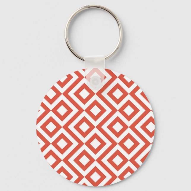 Orange and White Meander Key Ring (Front)