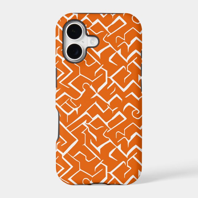 Orange and White Meander Pattern | Modern Maze (Back)