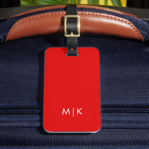 Orange and White Modern Monogram Luggage Tag