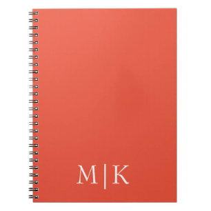 Orange and White Modern Monogram Notebook