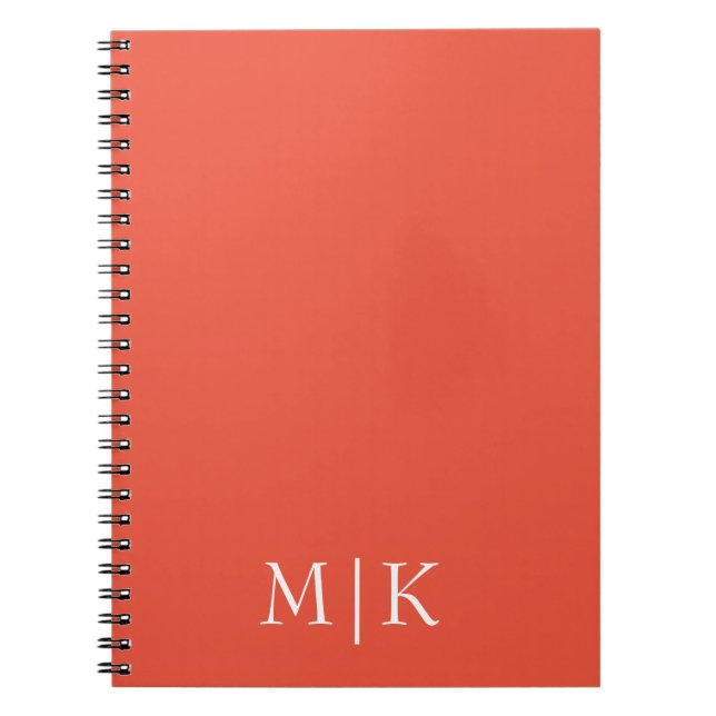 Orange and White | Modern Monogram Notebook (Front)