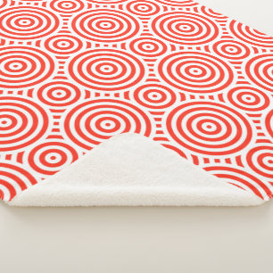 Orange and White Nested Circular Pattern Sherpa Blanket