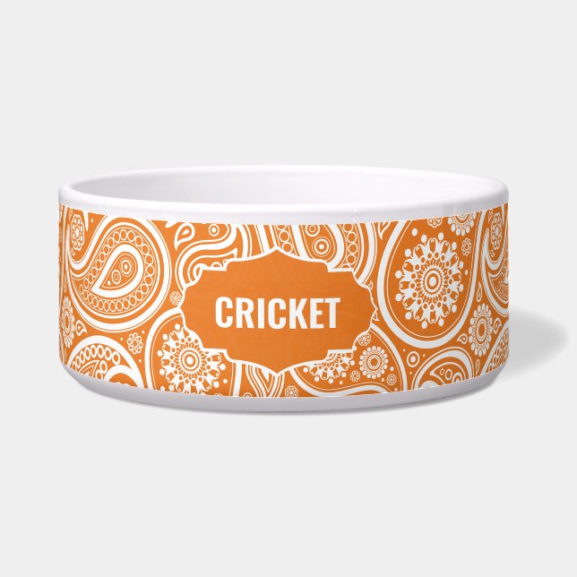 Orange and White Paisley Pattern Monogram (Front)