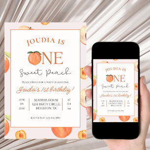 Orange and White Peach Kids 1st Birthday Invitation