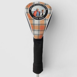 Orange and White Plaid Photo Best Grandpa By Par Golf Head Cover