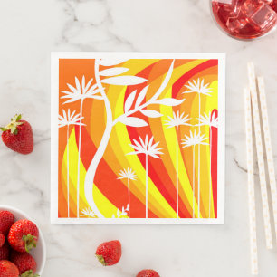 Orange and White Plant Napkin