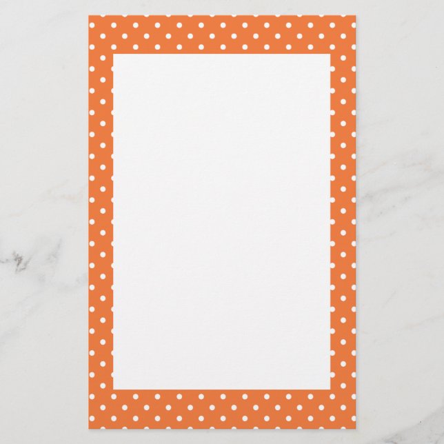 Orange and White Polka Dot Stationery (Front)