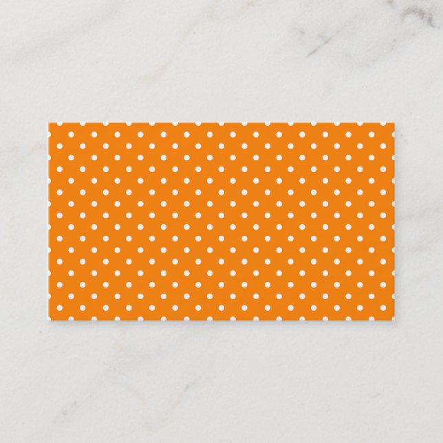 Orange and White Polka Dots Business Card (Front)