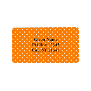 Orange and White Polka Dots Label