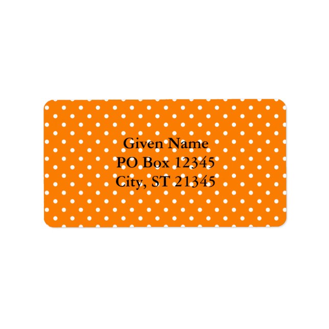 Orange and White Polka Dots Label (Front)