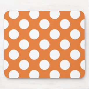 Orange and White Polka Dots Mouse Mat