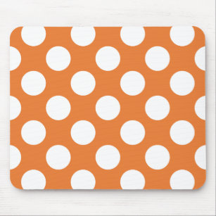 Orange and White Polka Dots Mouse Mat