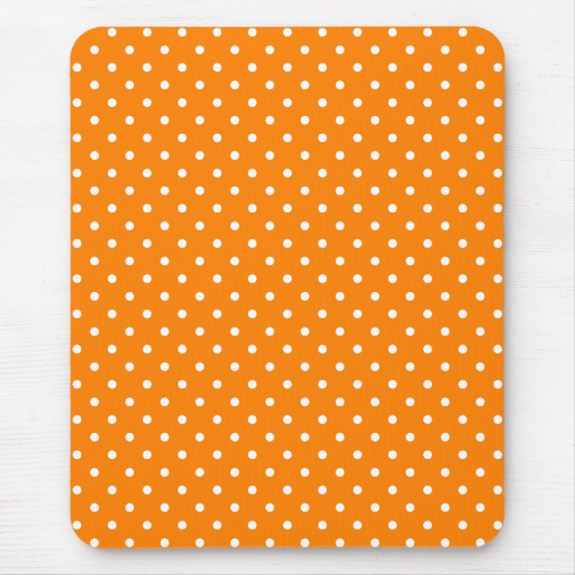 Orange and White Polka Dots Mouse Mat (Front)
