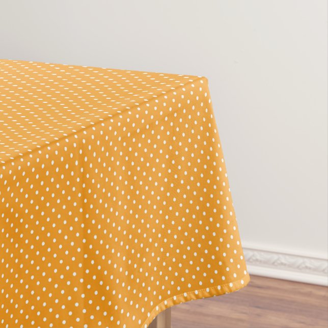 Orange and White Polka Dots Tablecloth (In Situ)