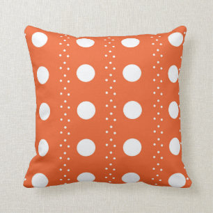 Orange and White Polkadot Stripes Cushion