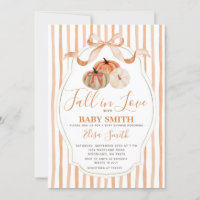 Orange and White Pumpkin Fall In Love Baby Shower