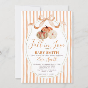 Orange and White Pumpkin Fall In Love Baby Shower Invitation
