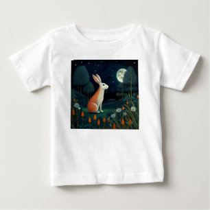 Orange and White Rabbit in the Moonlight Baby T-Shirt