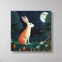 Orange and White Rabbit in the Moonlight