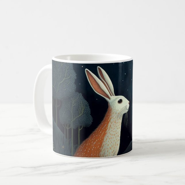 Orange and White Rabbit in the Moonlight Coffee Mug (Front Left)