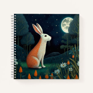 Orange and White Rabbit in the Moonlight Notebook